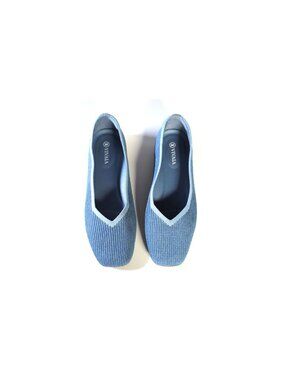 VIVAIA Shoes Women Blue Flats Square Toe Denim Womens Size 8.5 Rare